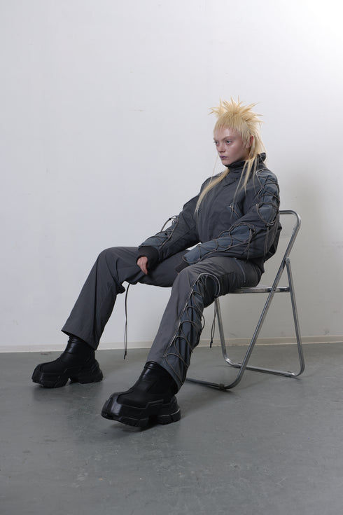 CODE MAZE ECO FABRIC BOMBER JACKET -GRAY (BAMBOO CHARCOAL)-